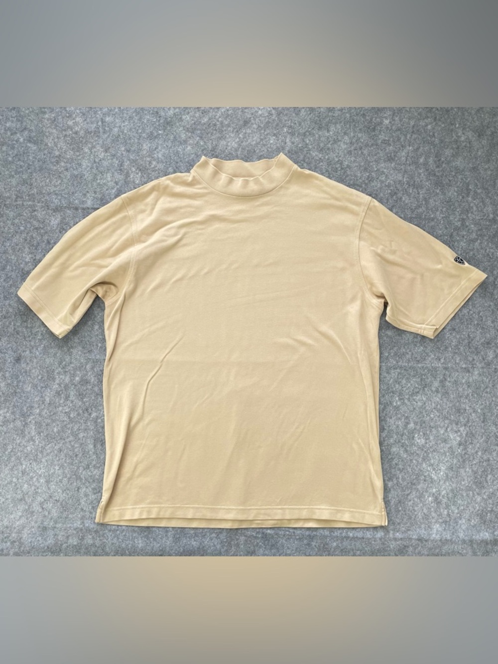 VINTAGE Nike Tiger Woods Shirt Mens L Beige Yellow Mock Neck 00s Golf Y2K Adult